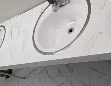 Bathroom sink after professional reglazing