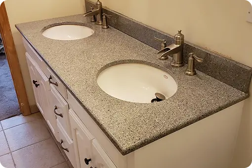 Refinished bathroom sink with glossy coating